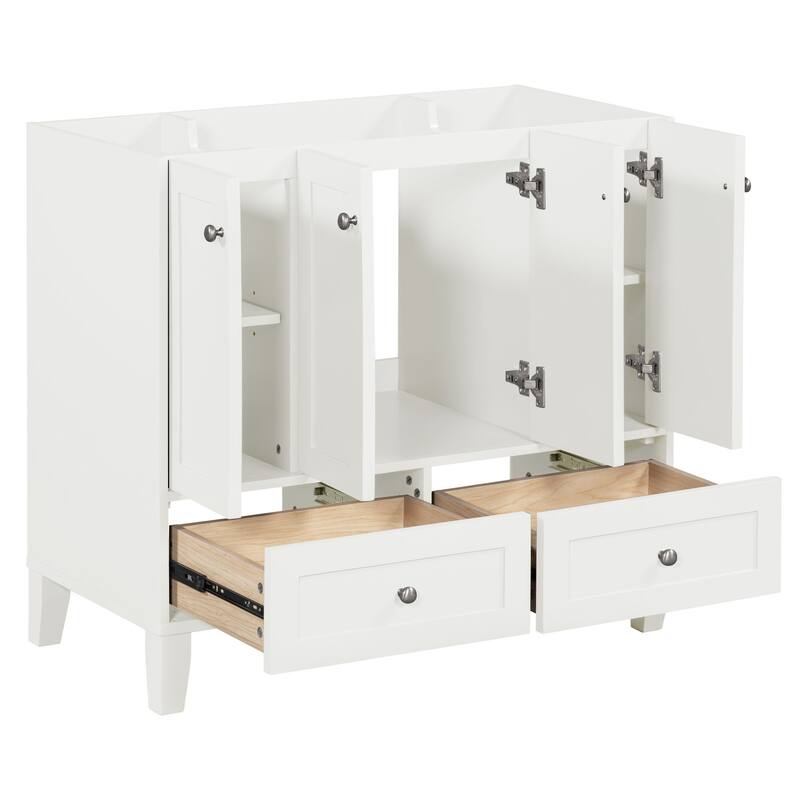 Bathroom Vanity Base Cabinet with 4 Soft Closing Doors & 2 Drawers (Without Sink) - White