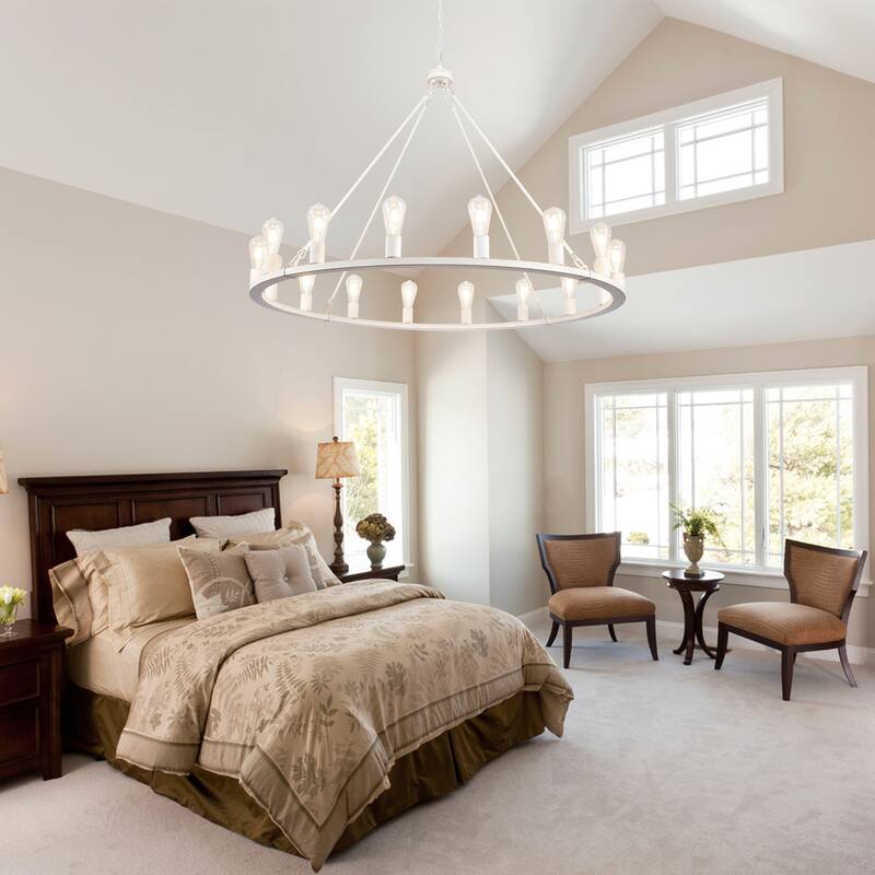 16-Light Vintage Circle Candlestick Wagon Wheel Chandelier Linear Chandelier Lighting for Kitchen Island