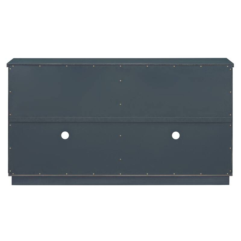 Spruce & Spring 4-Door Large Storage Buffet Cabinet with Glass Doors