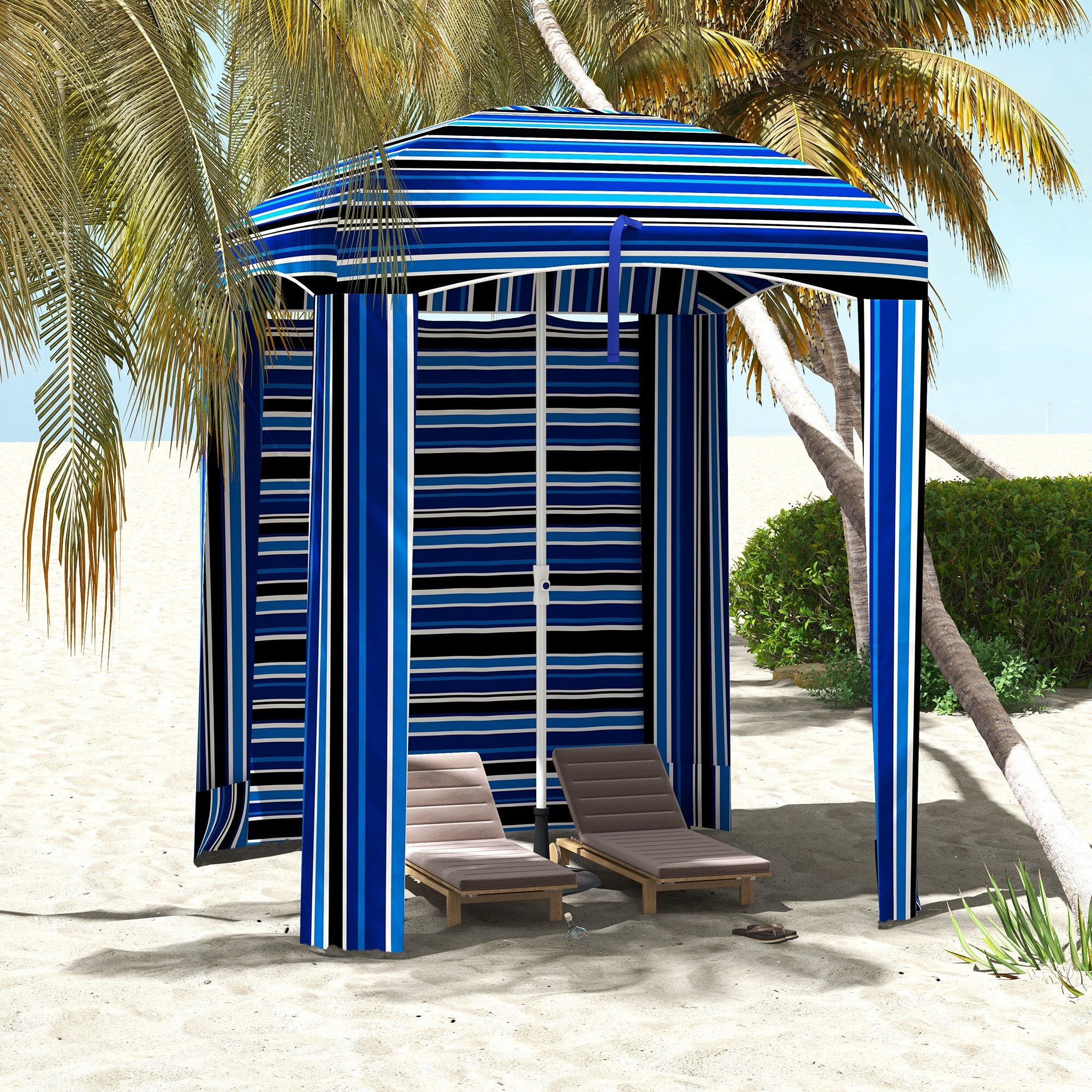 Outsunny Quick Beach Cabana Canopy Umbrella 8 Easy Assembly Sun Shade Shelter with Sandbags and Carry Bag Cool UV50 Bed Bath Beyond 37177108