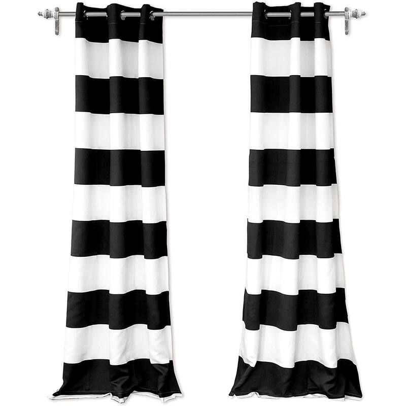 DriftAway Mia Woven Stripe 100% Blackout Thermal Insulated Window Curtain - 42" width x 84 " length - Black