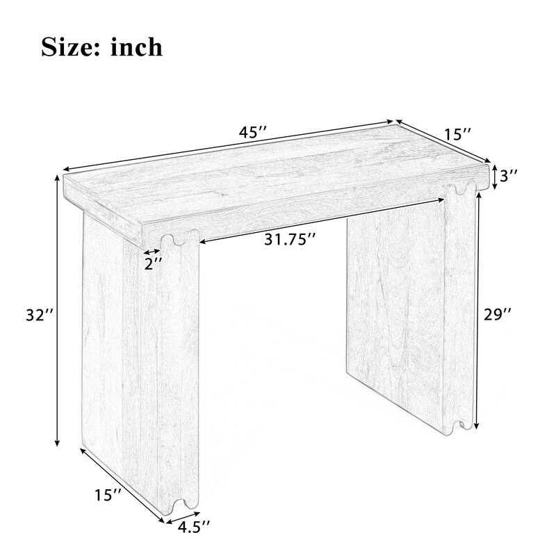 Console Table, Farmhouse Mango Wood Entryway Table, 45-Inch Thickened Sofa Table, Minimalist Narrow Console Table