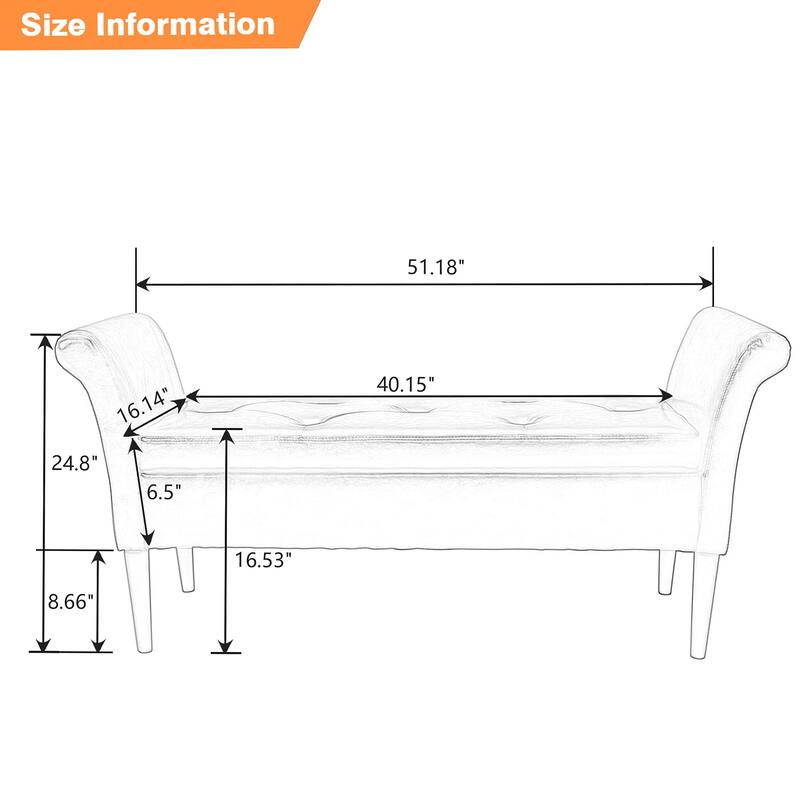 Storage Ottoman Bench with Arms Upholstered Tufted Storage Bench for Bedroom Entryway Bench Footstool with Large Storage