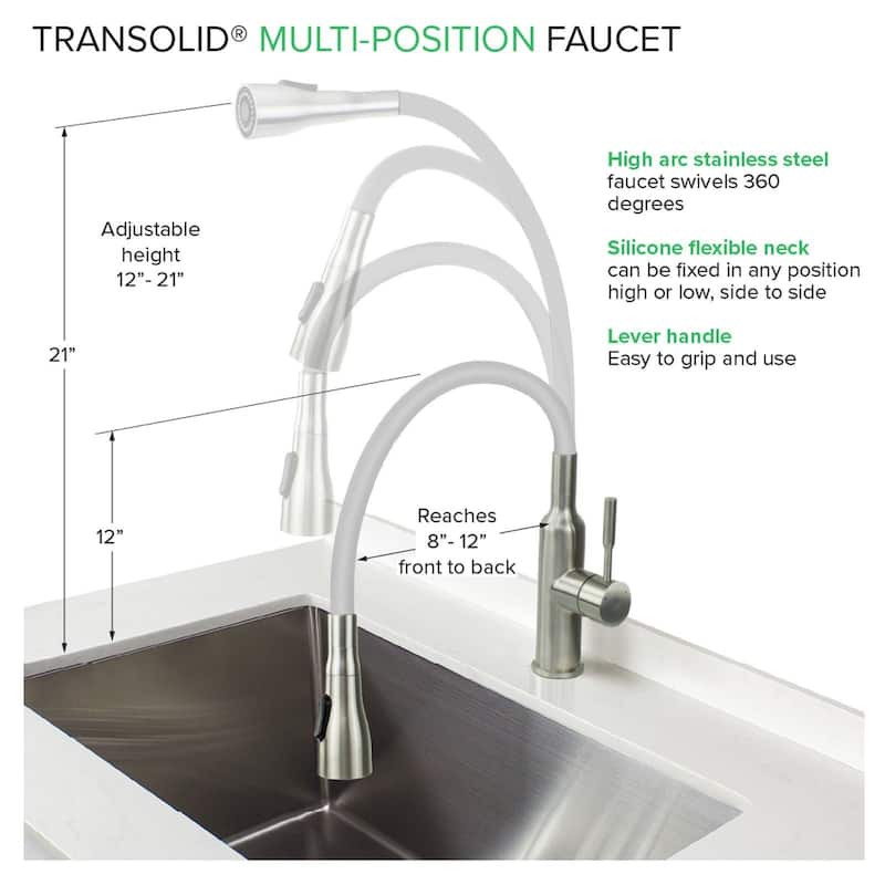 Transolid Kitchen/Laundry Faucet with Dual Spray and Flex Neck - N/A