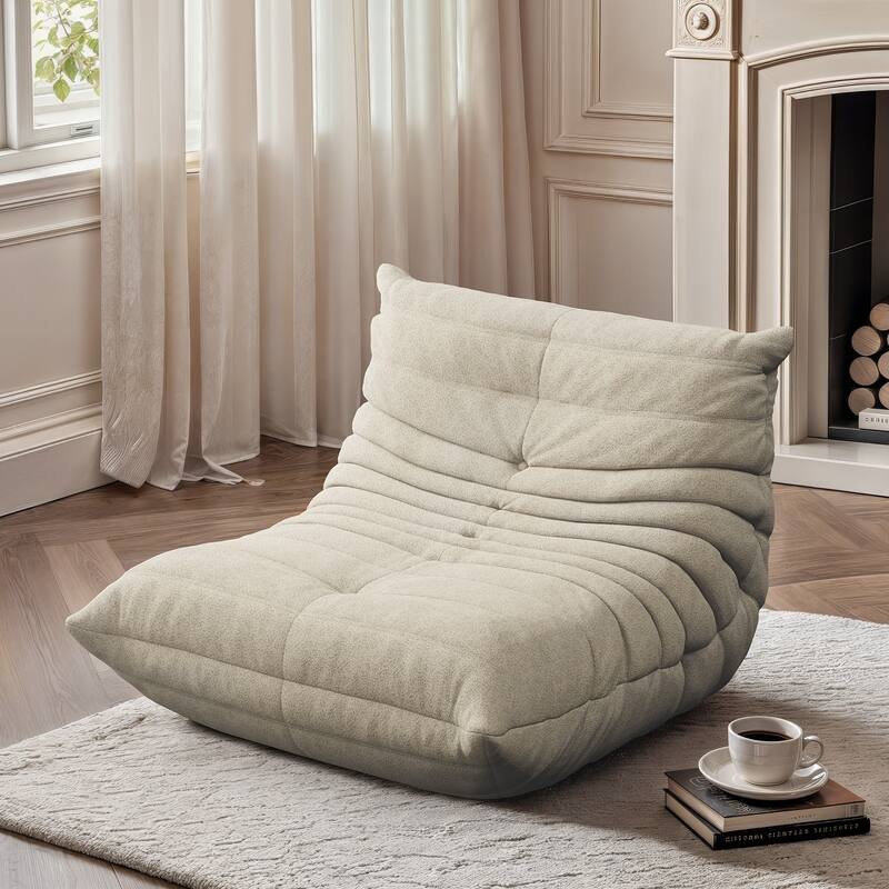 Lazy Fireside Sofa Lounge Chair Filled by High Density Memory - Teddy White 