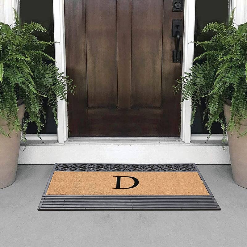 A1HC First Impression Rubber and Coir Rosewood 24" X 36", Heavy Duty Outdoor Monogrammed Doormat