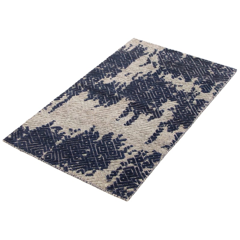 ECARPETGALLERY Hand-knotted Tangier Navy Wool Rug - 2'11 x 4'11