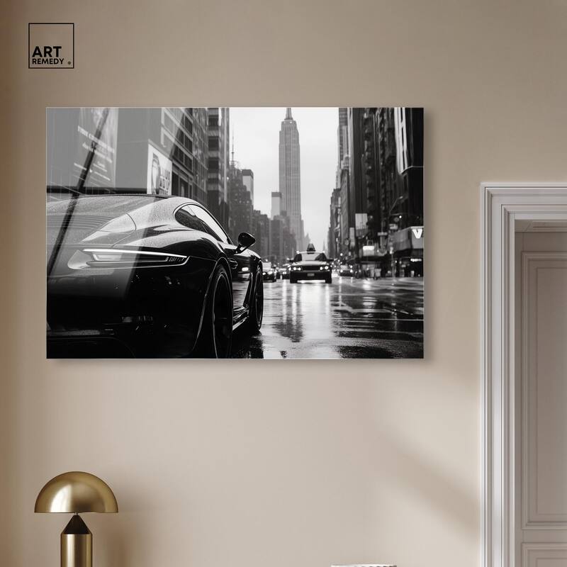 Rainy Day New York Acrylic by Art Remedy, Ready to Hang