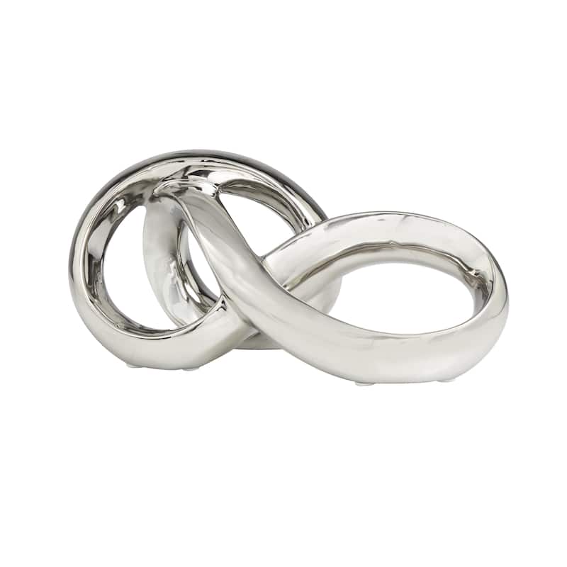 Ceramic Abstract Infinity Loop Decorative Sculpture - Silver or Gold - Roche River Decor - Silver - 11"W, 5"H