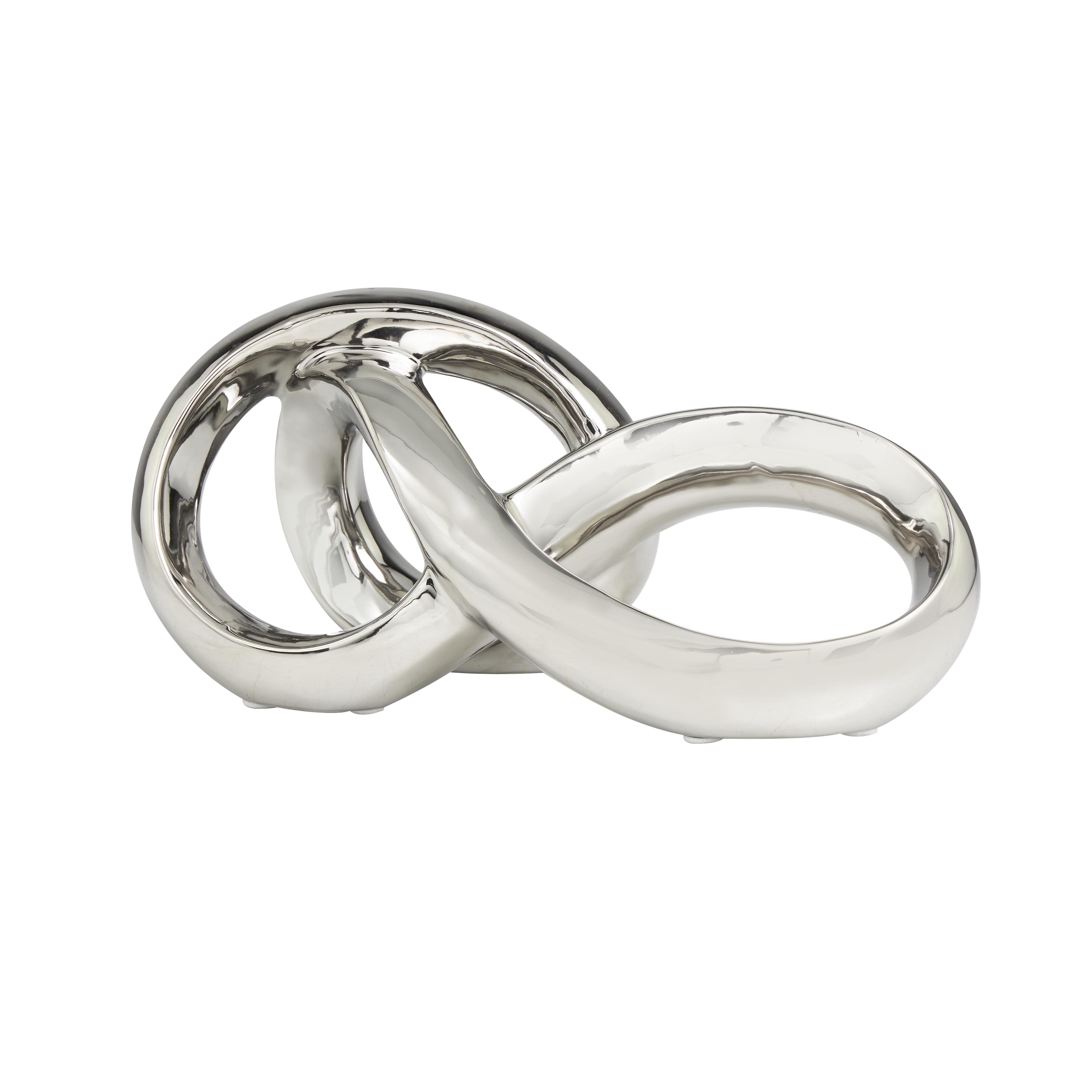 Ceramic Abstract Infinity Loop Decorative Sculpture - Silver or Gold - Roche River Decor