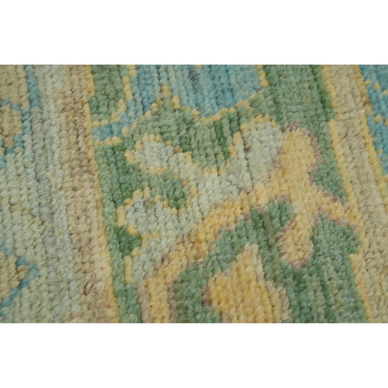 Handmade Wool Oushak Turkish Area Rug, Geometric Carpet - 11' 10'' X 9' 2''