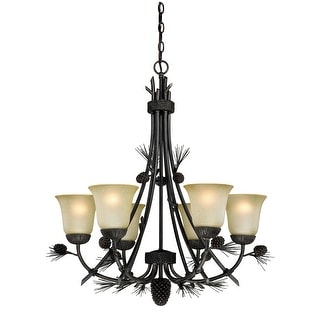 Sierra 6 Light Bronze Rustic Pinecone Chandelier - 27-in W x 31-in H x 27-in D
