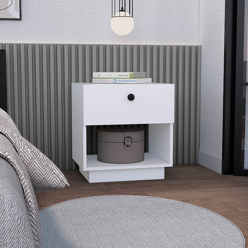 ，for Living Room,and Dining RoomNightstand Viliigili,One Drawer,White Finish - White