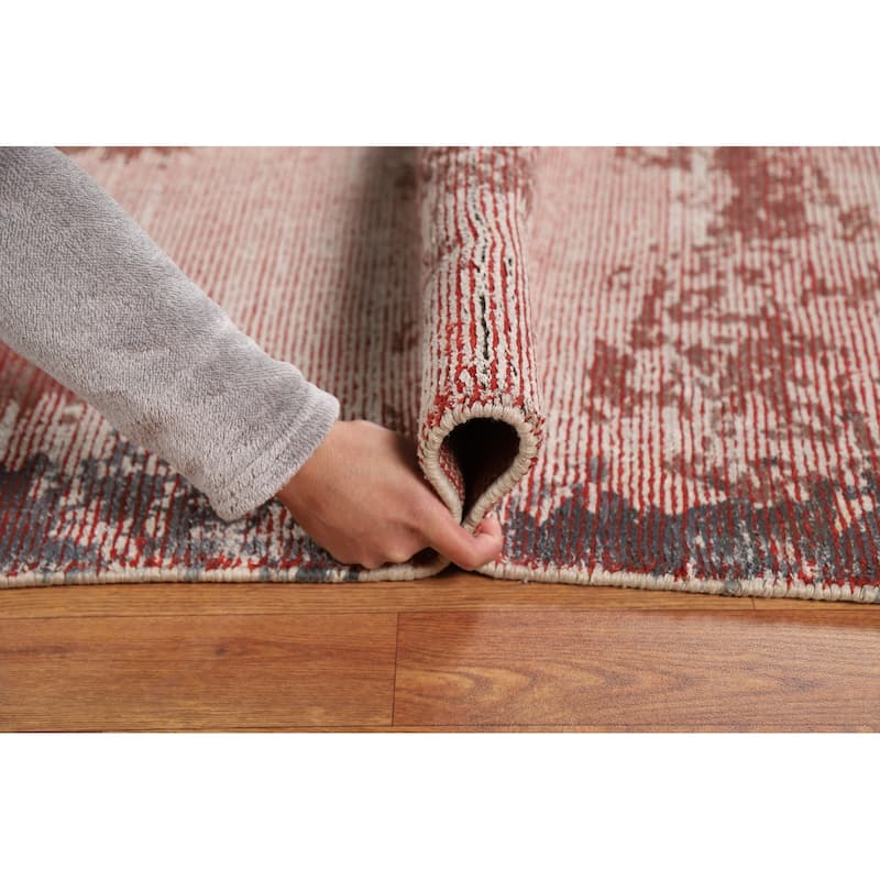 Landscape Modern Abstract Indian Area Rug Handmade Wool Carpet - 8'3"x 11'8"
