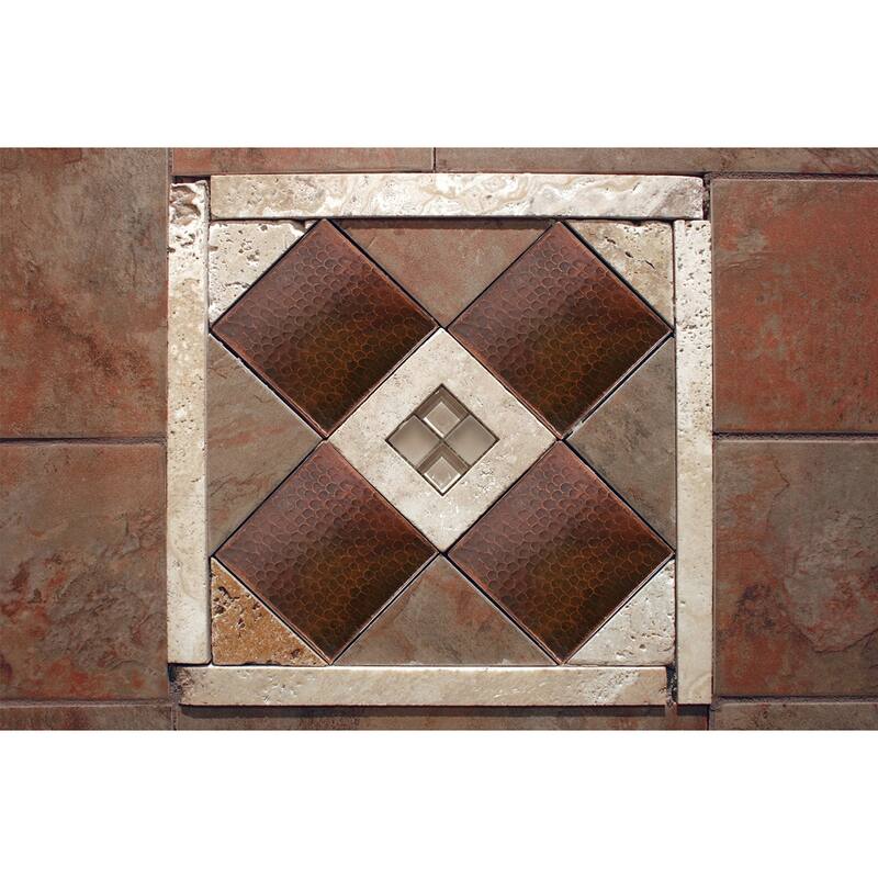 6" x 6" Hammered Copper Tile - Quantity 8 (T6DBH_PKG8)