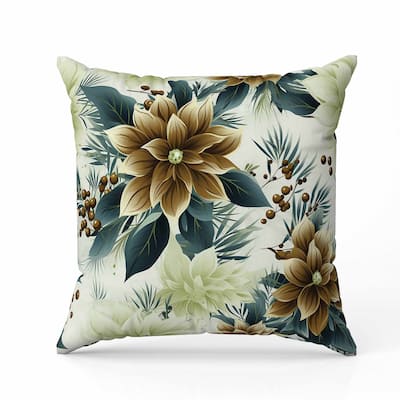 Holiday Sparkle Faux Suede Reversible Throw Pillow Blue and Coffee