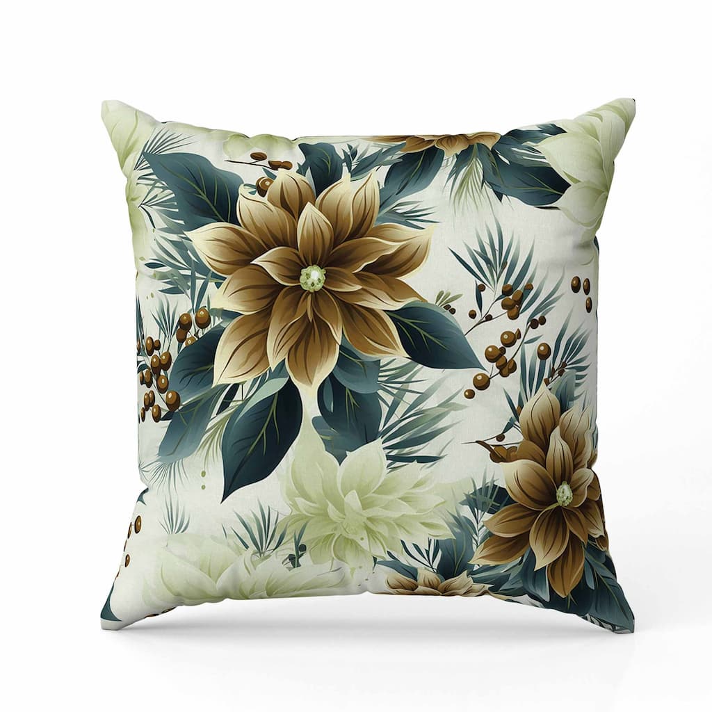 Holiday Sparkle Indoor/Outdoor Reversible Throw Pillow Blue and Coffee