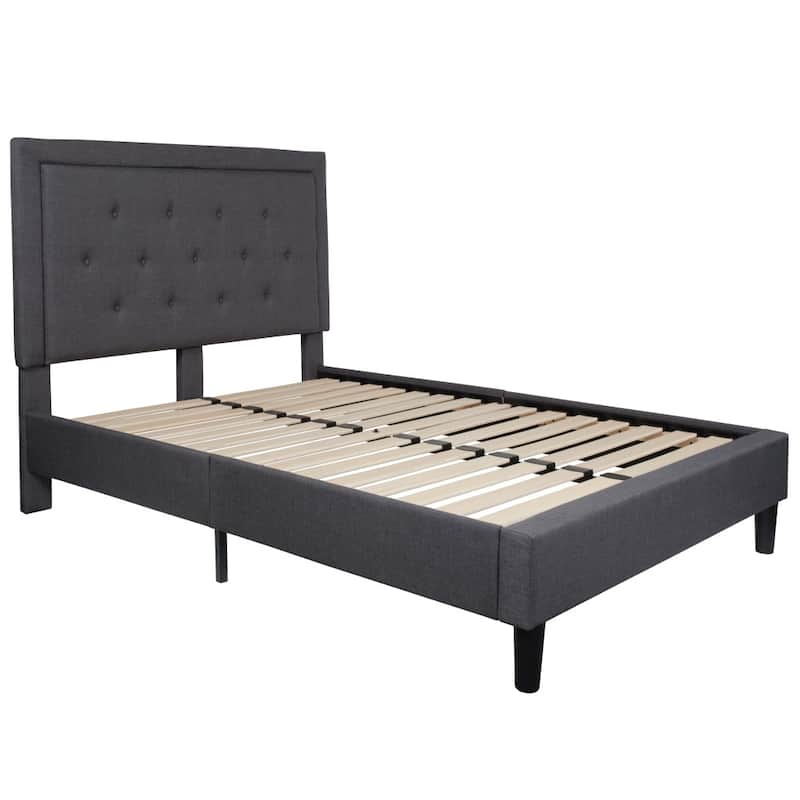 Panel Tufted Upholstered Platform Bed