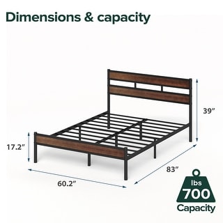 Priage by ZINUS Brown Bamboo and Metal Platform Bed Frame