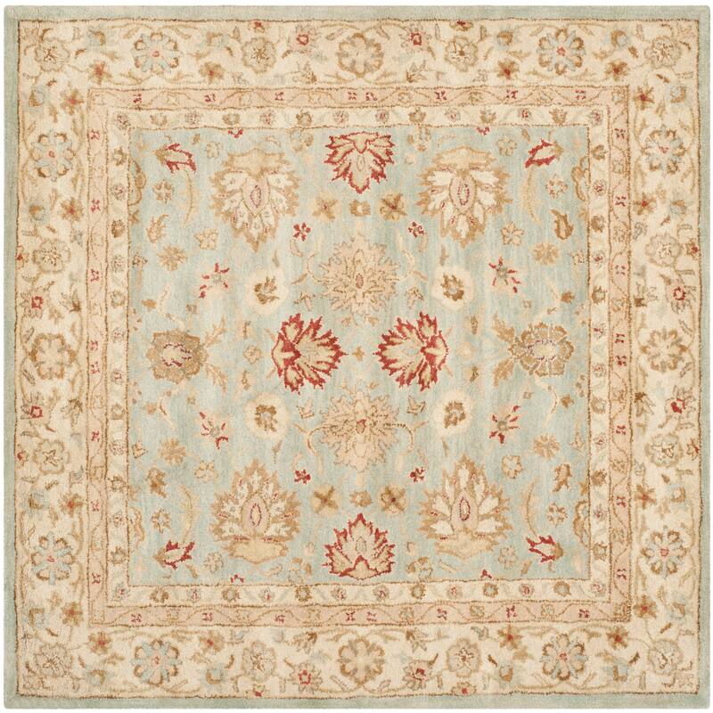 SAFAVIEH Handmade Antiquity Maysoun Traditional Oriental Wool Area Rug - 6' Square - Grey Blue/Beige