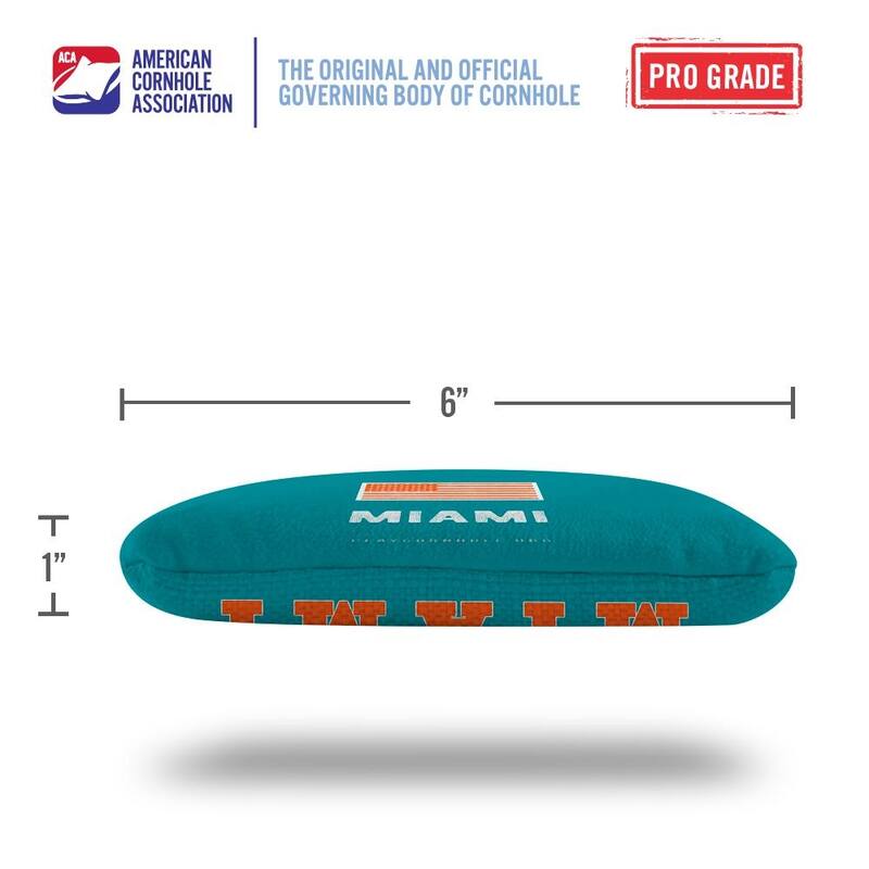 Miami Football Teal Dual Sided Cornhole Bags
