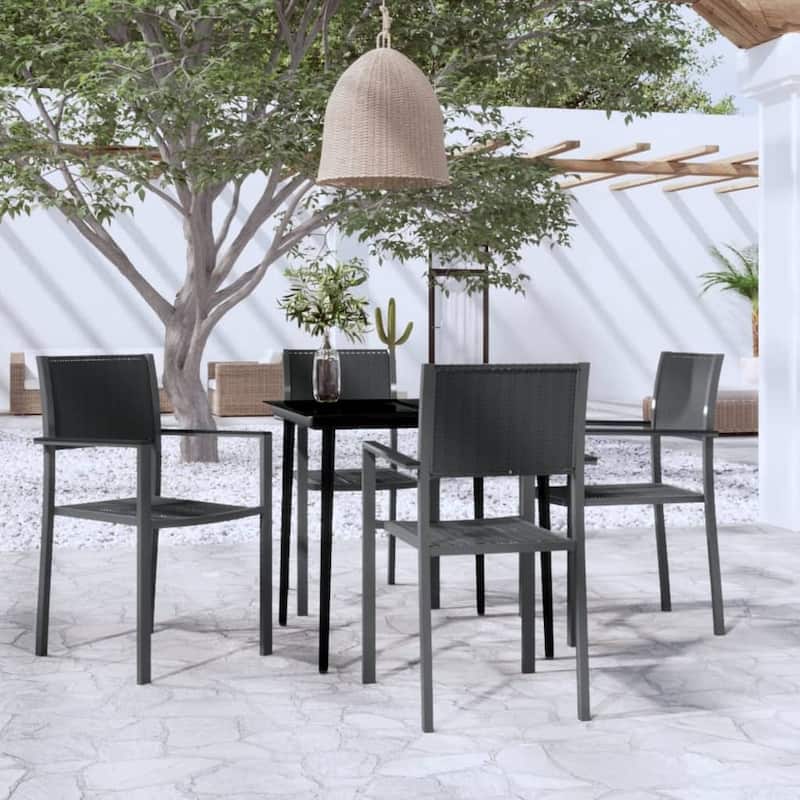 vidaXL Patio Dining Set Outdoor Dining Set Table and Chair Set for Garden - Black 5 Piece 31.5" x 31.5" x 29.1"