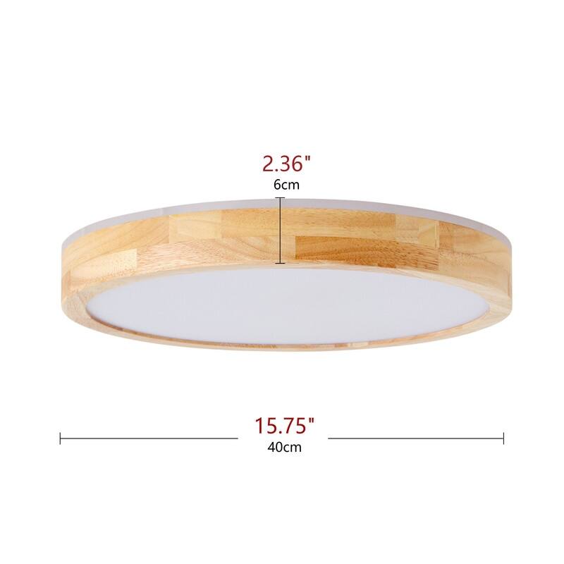 Modern Wood Grain Flush Mount Ceiling Light Milky White LED Fixture for Living Room Bedroom