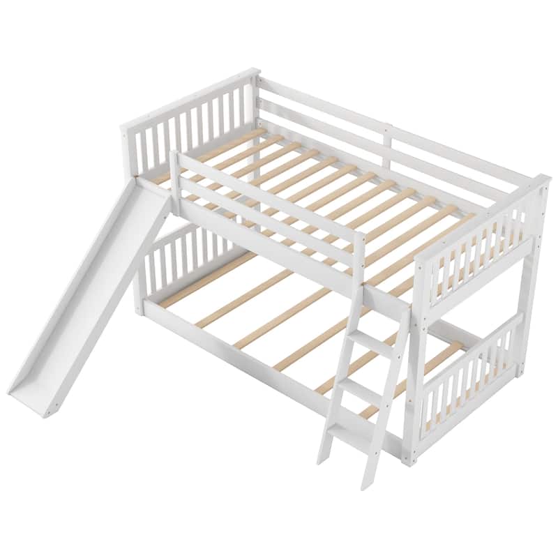 Twin over Twin Bunk Bed with Reversible Slide & Ladder (300lb Capacity)