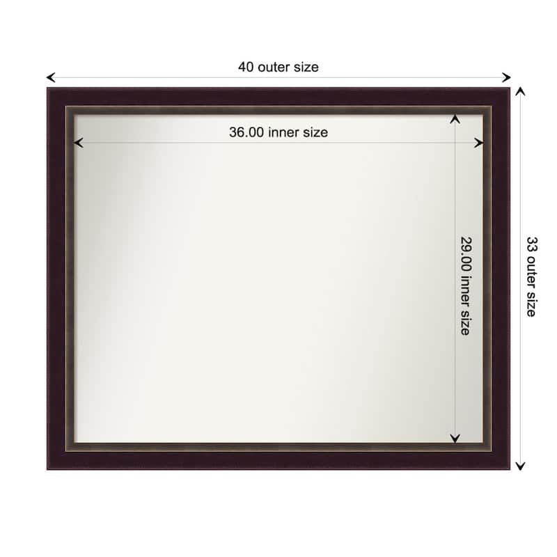 Signore Bronze Framed Non-Beveled Custom Wall Mirror, Bathroom Vanity Mirror - Outer Size: 40.25 x 33.25