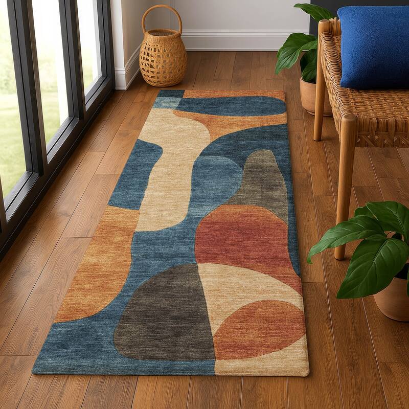 Premium Washable Super Soft Contemporary Siena Mayfield Rug - Navy - 2'3" x 7'6"
