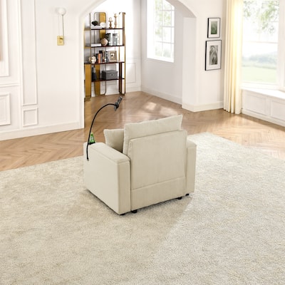 Modern Armchair Lounge Chair with Storage Space, Accent Chair Sofa Chair with Two Cup Holders & A Phone Holder, Set of 2