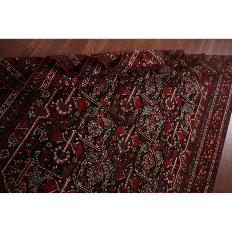 Pre-1900 Antique Qashqai Persian Area Rug Hand-Knotted Wool Carpet - 4'11"x 6'4"