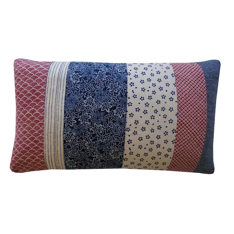 Jiti Indoor Dainty Kio Patterned Cotton Accent Rectangle Lumbar Pillows Cushion for Sofa Chair 12 x 20