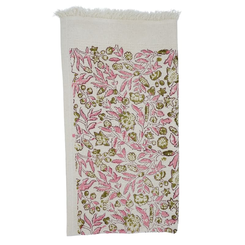 Fabdivine Handmade Floral Block Print Kitchen or Bath Room Hand Towels Home or Office Accent