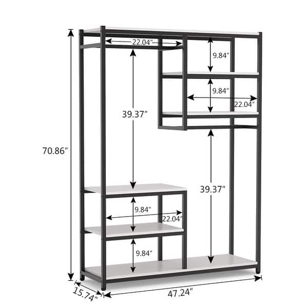 dimension image slide 1 of 3, Free-Standing Closet Organizer Double Hanging Rod Clothes Garment Racks