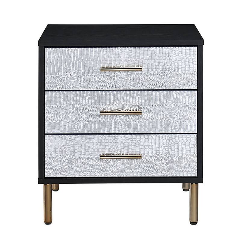 Casey 3-Drawer Nightstand with Metal Bracket Leg