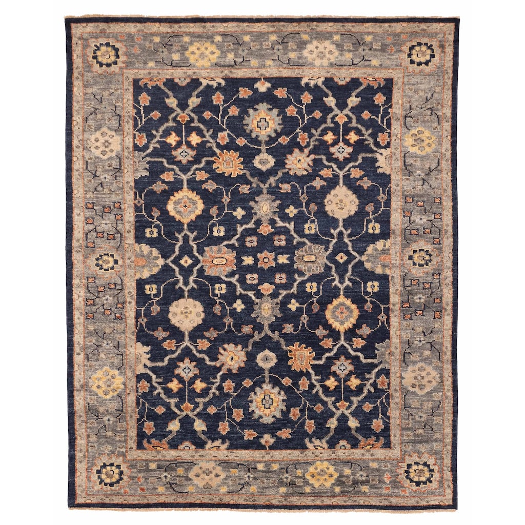 ECARPETGALLERY Hand-knotted Jules Serapi Dark Navy Wool Rug - 7'11 x 10'0