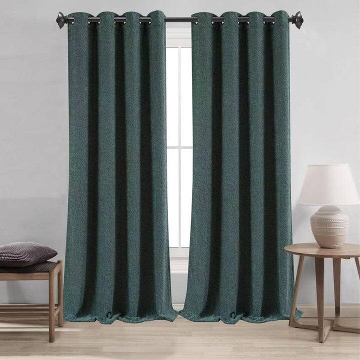 Boucle Textured Grommet Window Curtain Panel, 54x84 Inches - Hunter Green