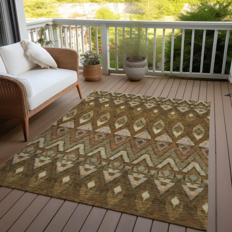 Machine Washable Indoor/ Outdoor Chantille Geometric Boho Rug