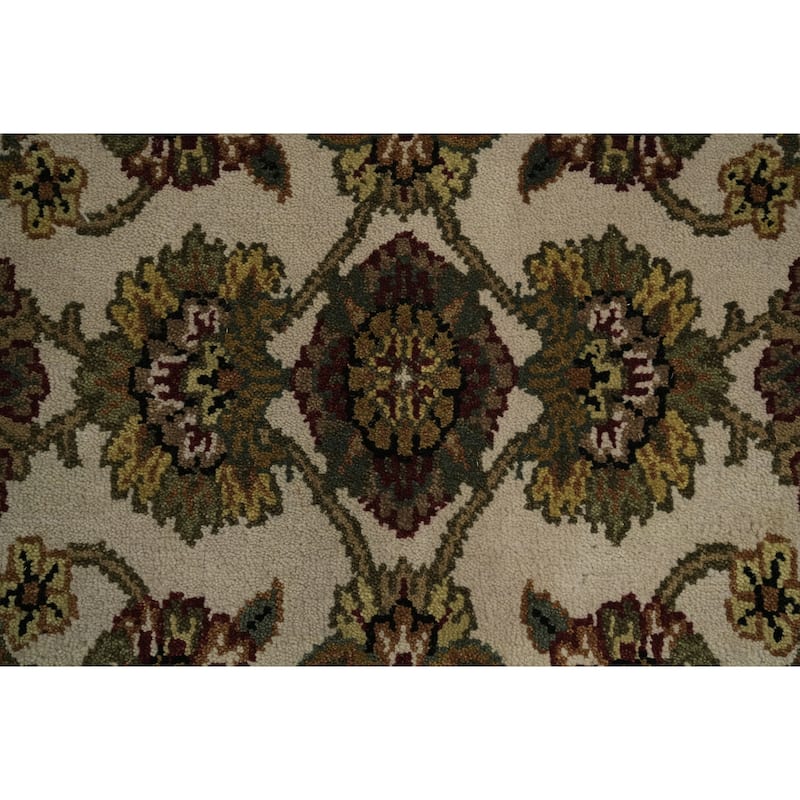 Hand Knotted Oriental 100% Wool Carpet Traditional All-Over Beige & Ivories Agra Runner Rug - 9' 6'' X 2' 6''
