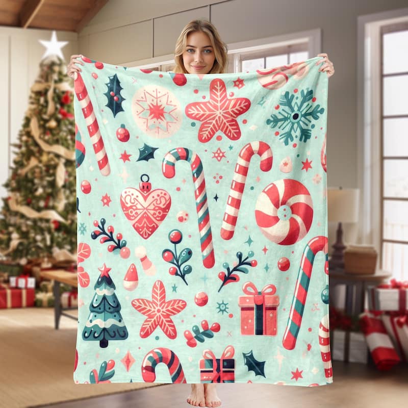 Christmas Throw Blanket Holiday Xmas Gift Fleece Blanket