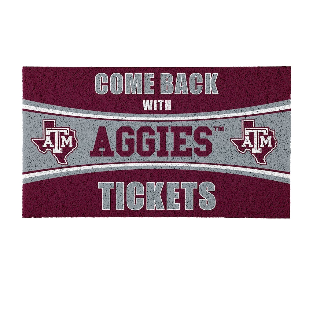 Texas A&M University 28 in. x 16 in. PVC "Come Back With Tickets" Trapper Door Mat