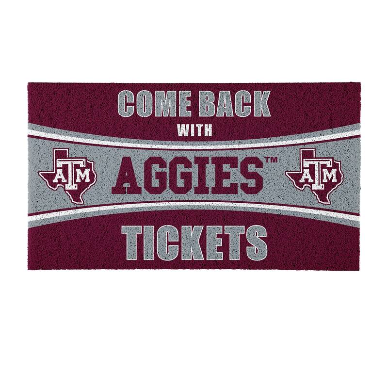 Texas A&M University 28 in. x 16 in. PVC "Come Back With Tickets" Trapper Door Mat