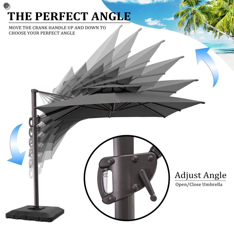 VredHom 360 Degree Rotation Patio Cantilever Umbrella with Base