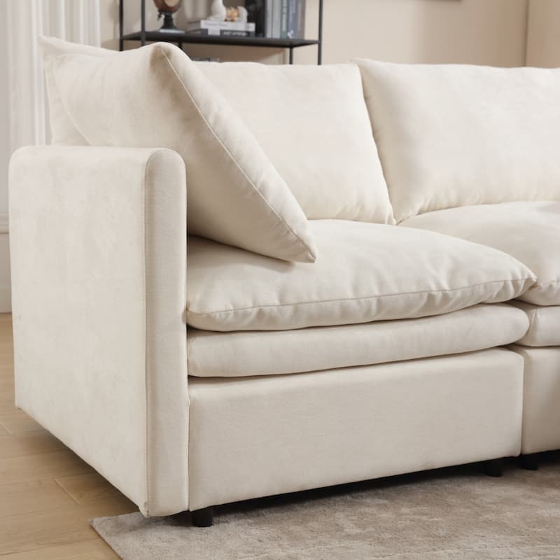 5-Seat Modern U-Shaped Upholstered Sectional Sofa with Chaise Lounge