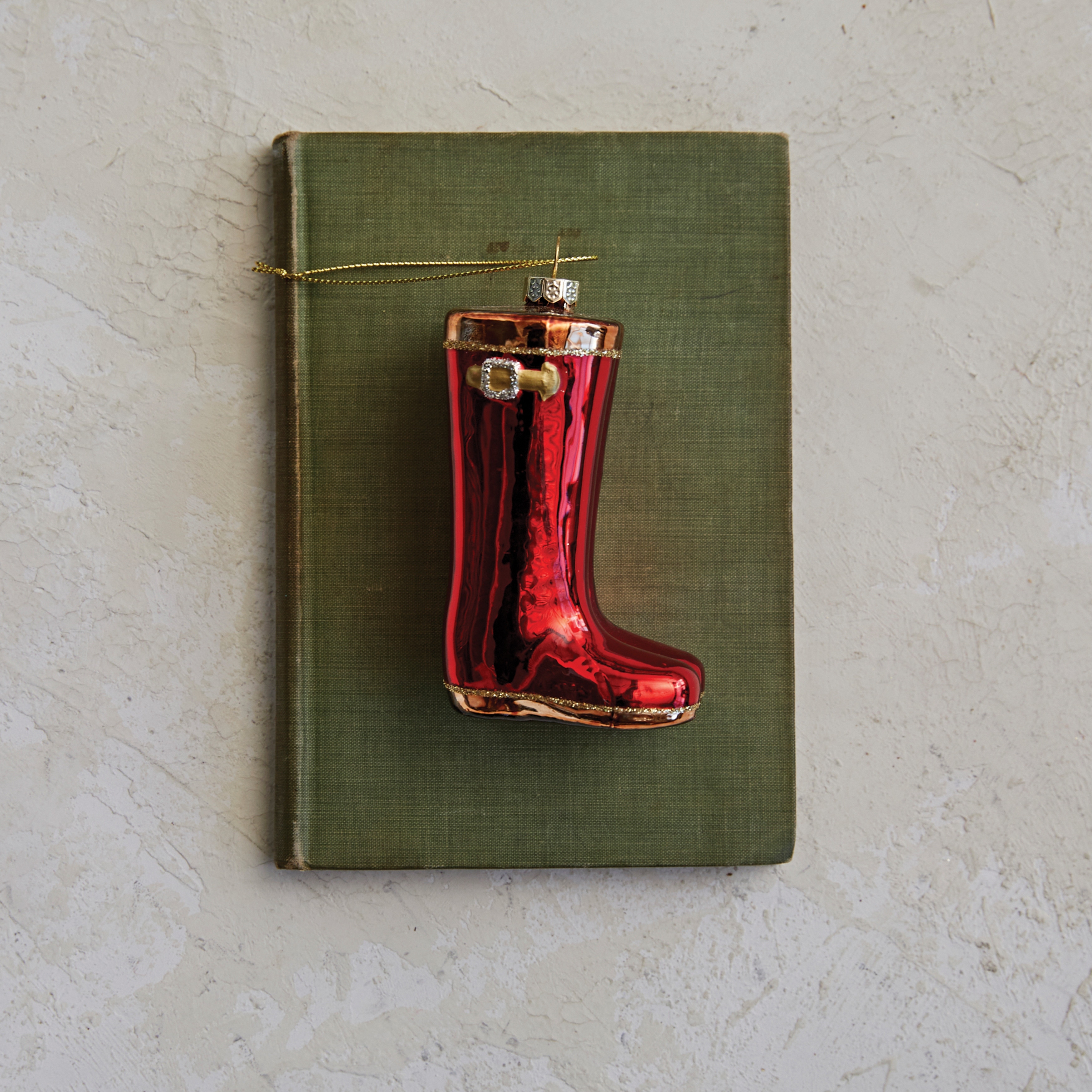 Hand-Painted Glass Galoshes with Glitter