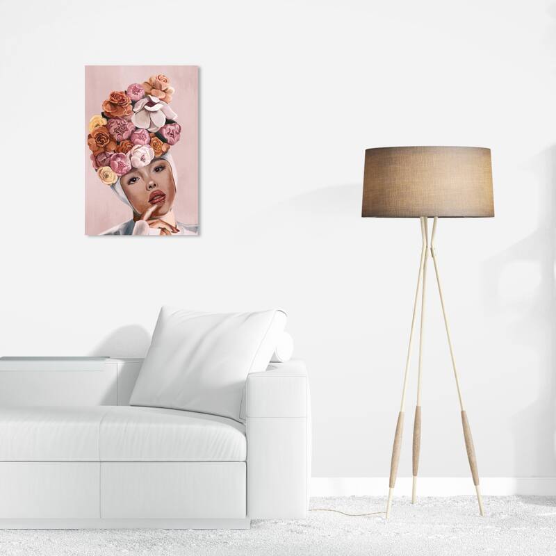 Wynwood Studio Canvas Floral and Botanical Thoughts Full of Flowers Pink and Modern & Contemporary Wall Art Canvas Print - 24 x 16