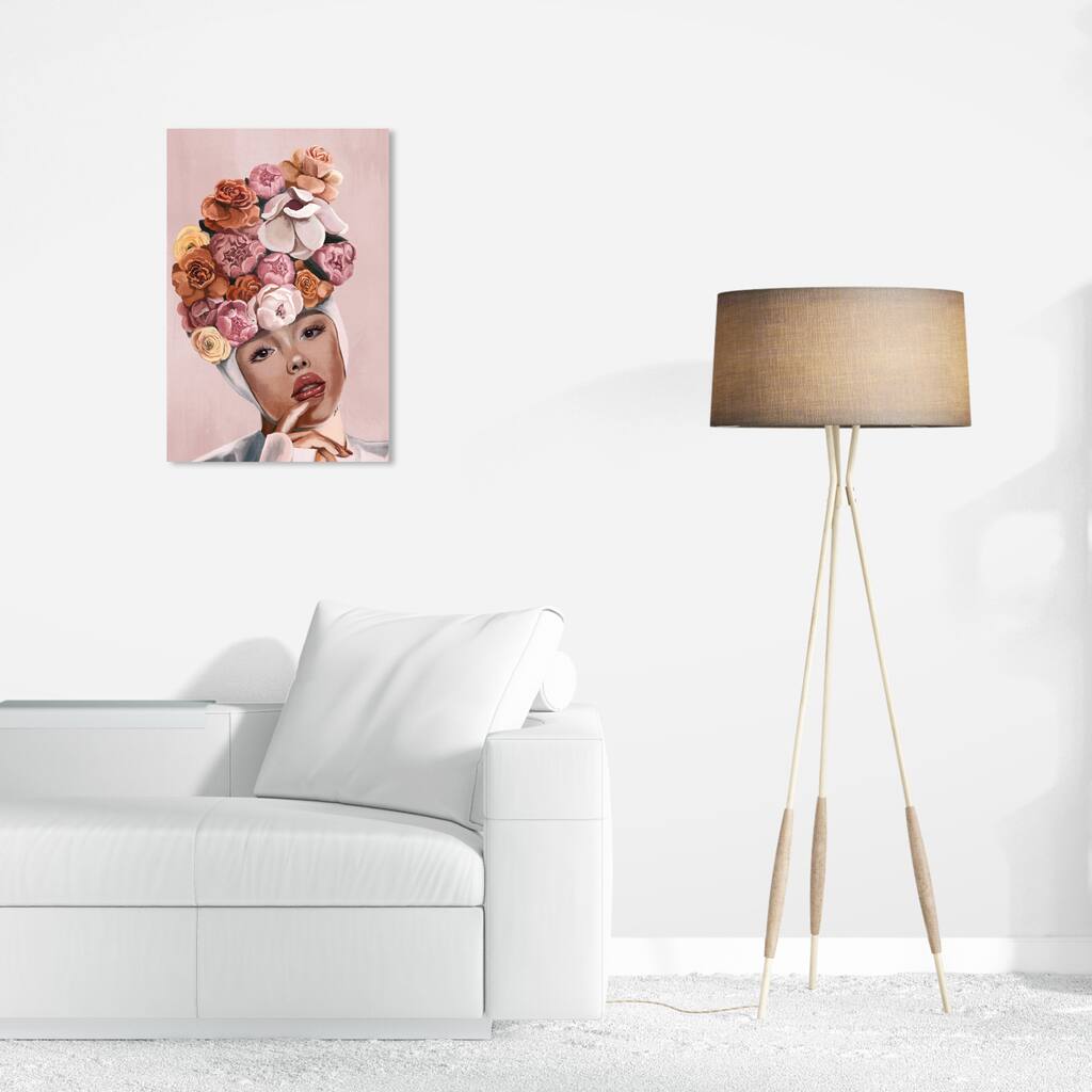 Wynwood Studio Canvas Floral and Botanical Thoughts Full of Flowers Pink and Modern & Contemporary Wall Art Canvas Print