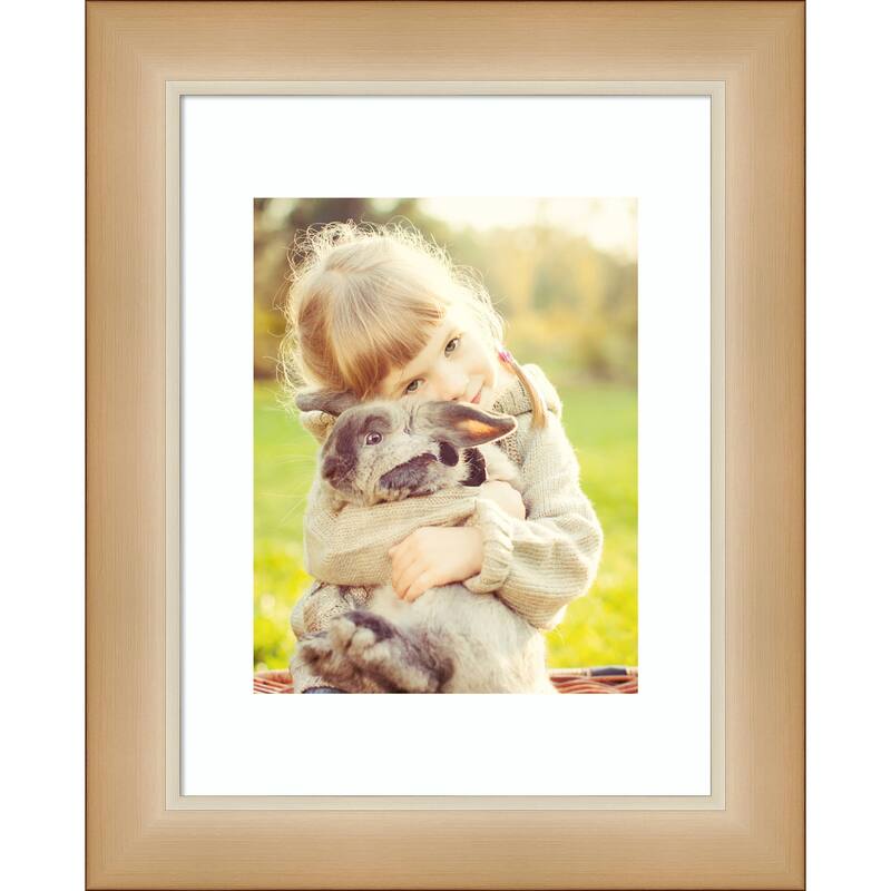 Eva Black Silver Narrow Framed Picture Frame, Photo Frame - 11x14 Matted to 8x10 - Eva Ombre Gold Narrow