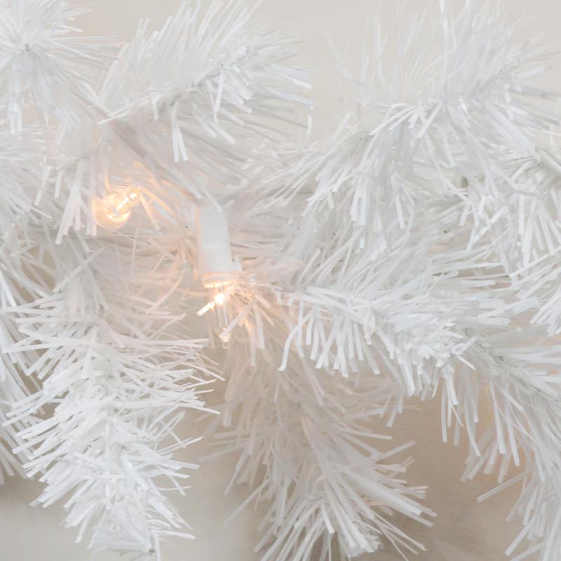 50' x 10" Commercial Length Snow White Christmas Garland Clear Lights